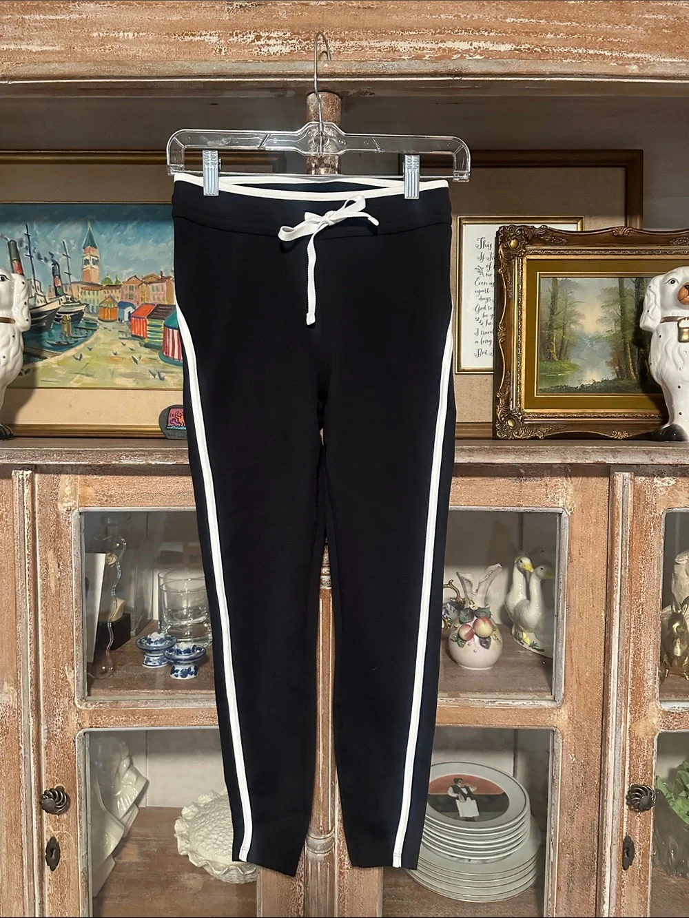 ALO Yoga Black Joggers with White Side Stripes